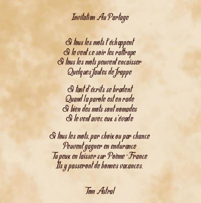Le poème en image: Invitation Au Partage