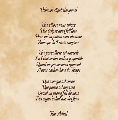 Le poème en image: Véhicule Spatiotemporel