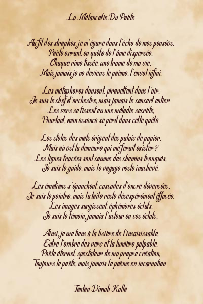 Le poème en image: La Mélancolie Du Poète