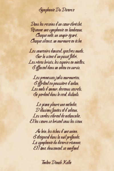 Le poème en image: Symphonie Du Divorce