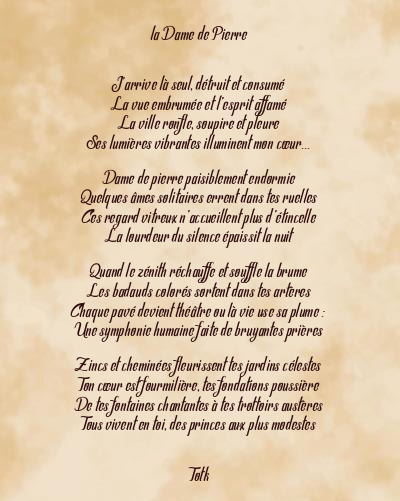 Le poème en image: La Dame De Pierre