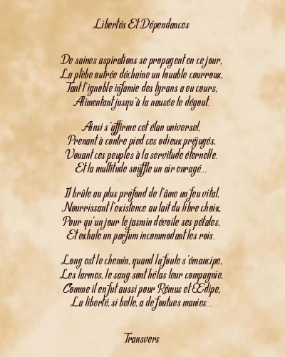 Le poème en image: Libertés Et Dépendances
