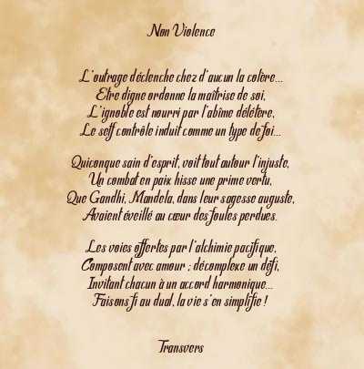 Le poème en image: Non Violence