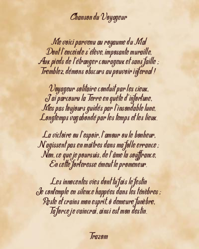 Le poème en image: Chanson Du Voyageur