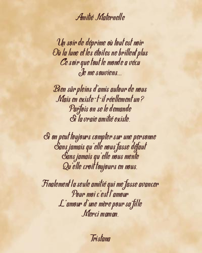Le poème en image: Amitié Maternelle