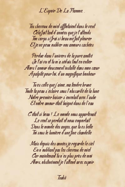 Le poème en image: L’espoir De La Flamme. .