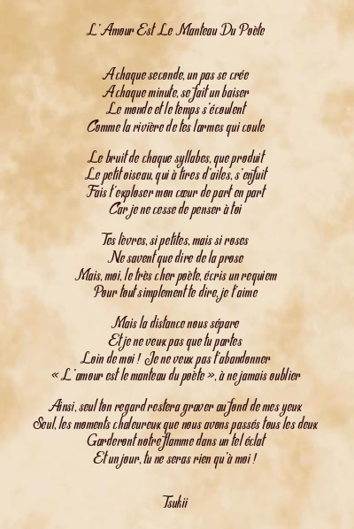 Le poème en image: L’amour Est Le Manteau Du Poète