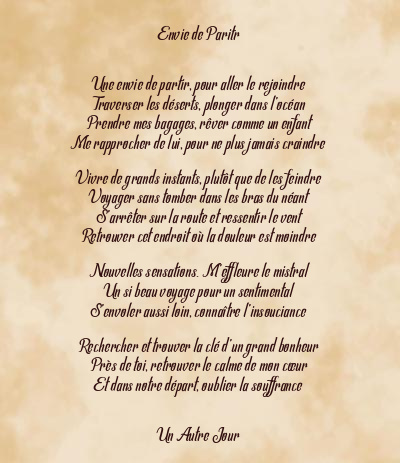 Le poème en image: Envie De Paritr
