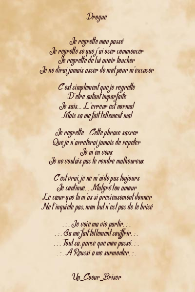 Le poème en image: Drogue