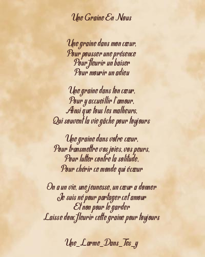 Le poème en image: Une Graine En Nous