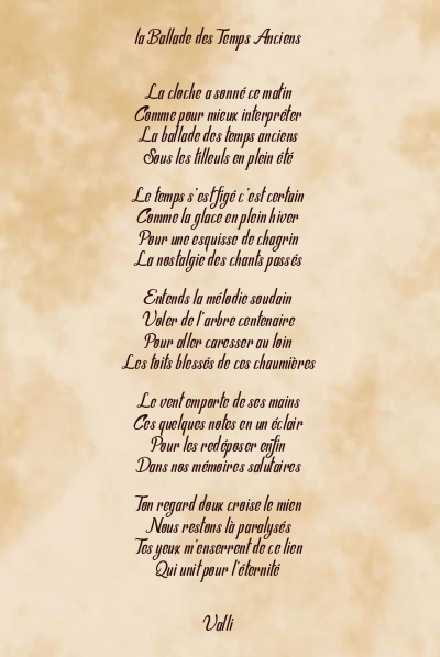 Le poème en image: La Ballade Des Temps Anciens