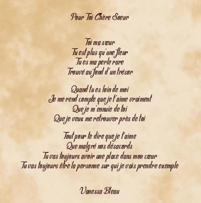 Le poème en image: Pour Toi Chère Soeur