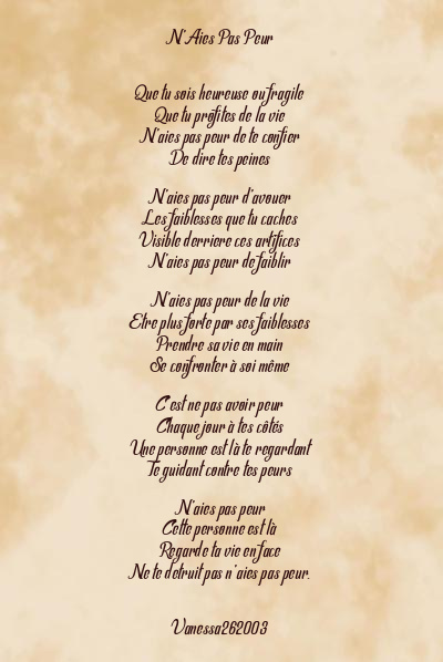 Le poème en image: N’aies Pas Peur