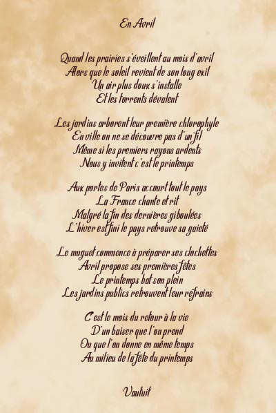 Le poème en image: En Avril