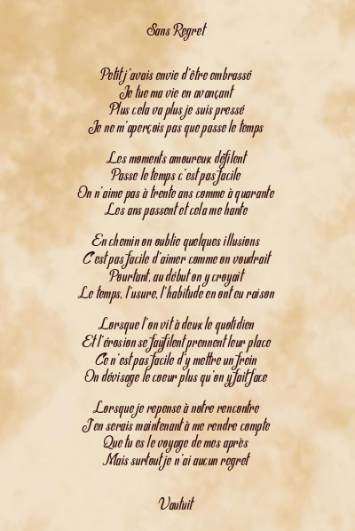 Le poème en image: Sans Regret