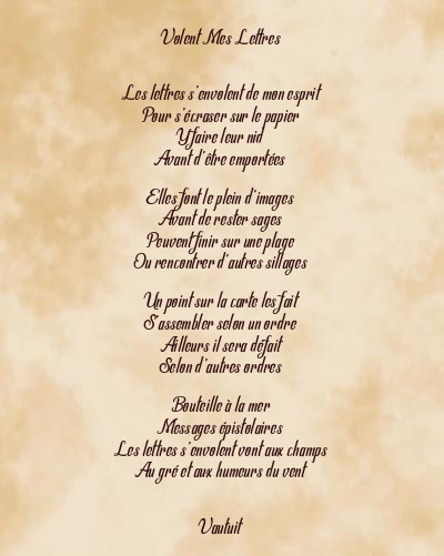 Le poème en image: Volent Mes Lettres