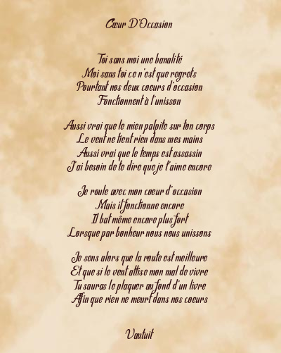 Le poème en image: Cœur D’occasion