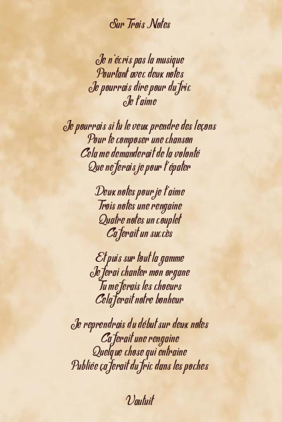 Le poème en image: Sur Trois Notes