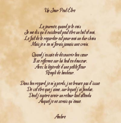 Le poème en image: Un Jour Peut Être