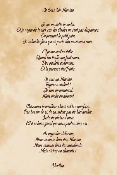 Le poème en image: Je Suis Un Marian