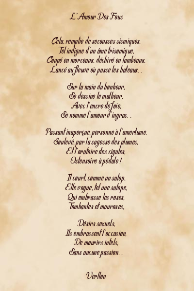 Le poème en image: L’amour Des Fous