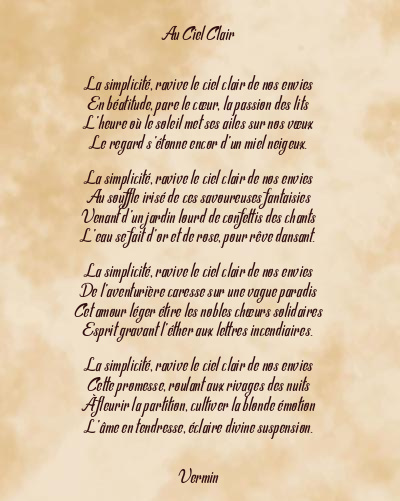 Le poème en image: Au Ciel Clair