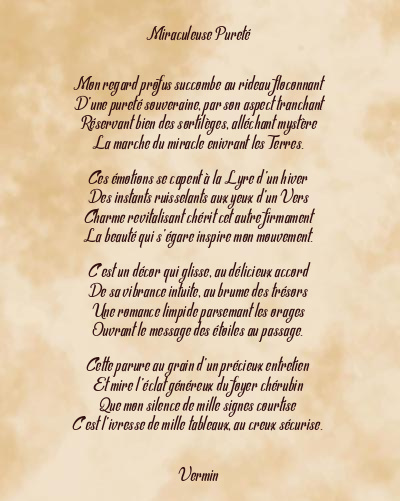 Le poème en image: Miraculeuse Pureté