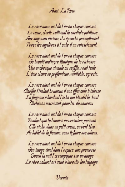Le poème en image: Ainsi, La Rose
