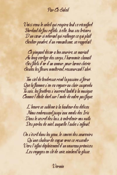 Le poème en image: Par Ce Soleil