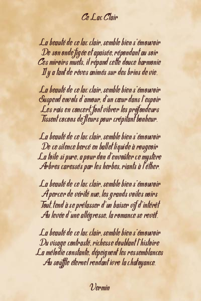 Le poème en image: Ce Lac Clair