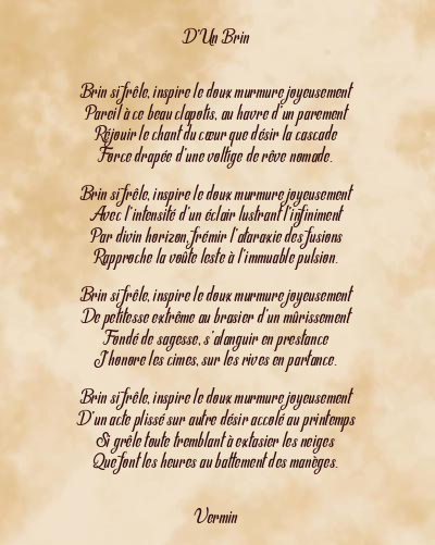 Le poème en image: D’un Brin