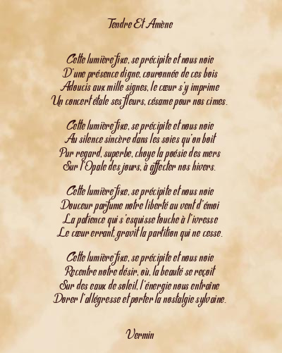 Le poème en image: Tendre Et Amène