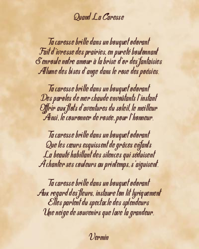 Le poème en image: Quand La Caresse