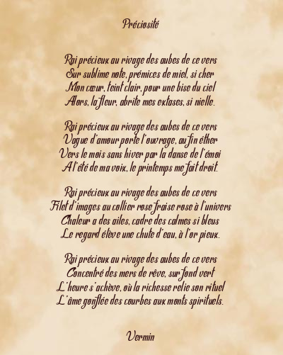 Le poème en image: Préciosité