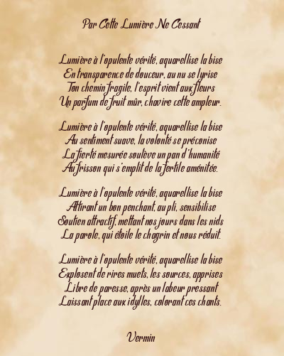 Le poème en image: Par Cette Lumière Ne Cessant