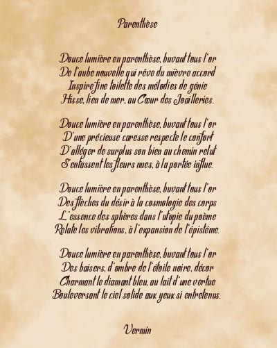 Le poème en image: Parenthèse
