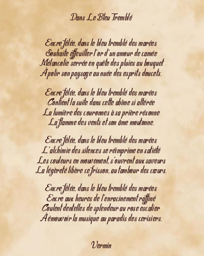 Le poème en image: Dans Le Bleu Tremblé