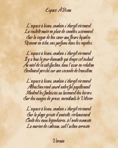 Le poème en image: Espace À Bisou