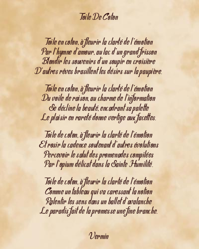 Le poème en image: Toile De Coton