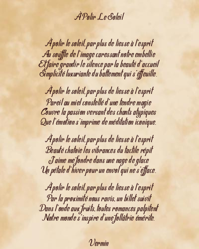 Le poème en image: À Polir Le Soleil