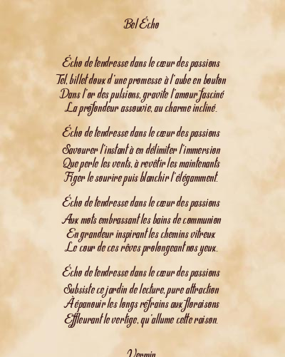 Le poème en image: Bel Écho