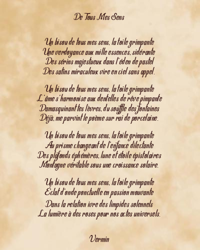 Le poème en image: De Tous Mes Sens