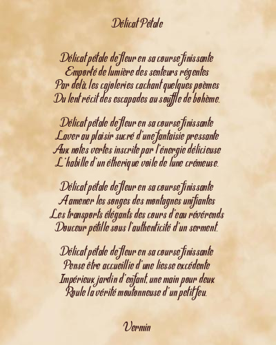 Le poème en image: Délicat Pétale