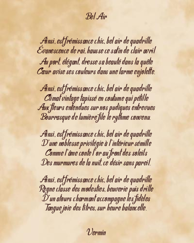 Le poème en image: Bel Air