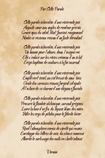 Le poème en image: Par Cette Parole