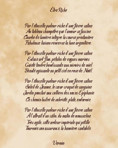 Le poème en image: Être Riche