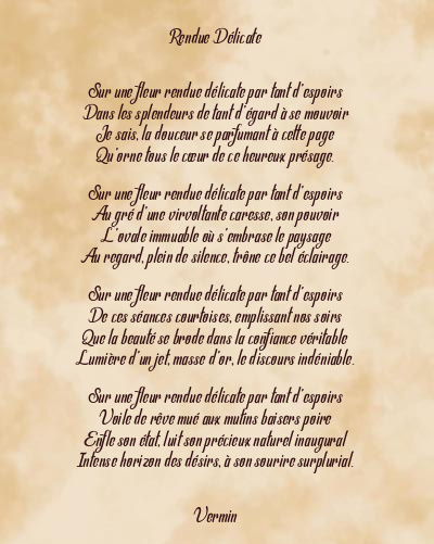 Le poème en image: Rendue Délicate