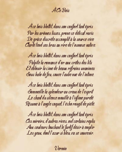 Le poème en image: À Ce Bois
