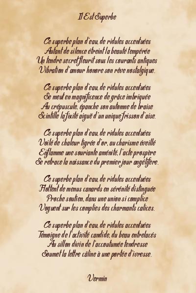 Le poème en image: Il Est Superbe