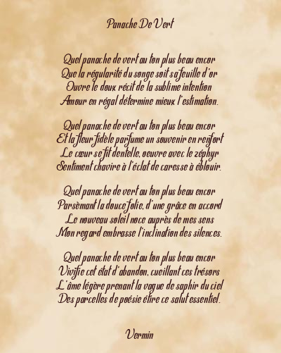 Le poème en image: Panache De Vert